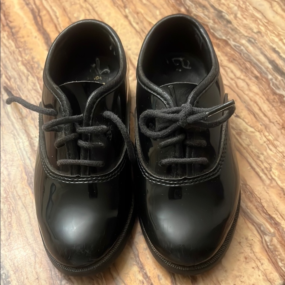 Black Leather Oxford Dress Shoes with Rounded Toe #201